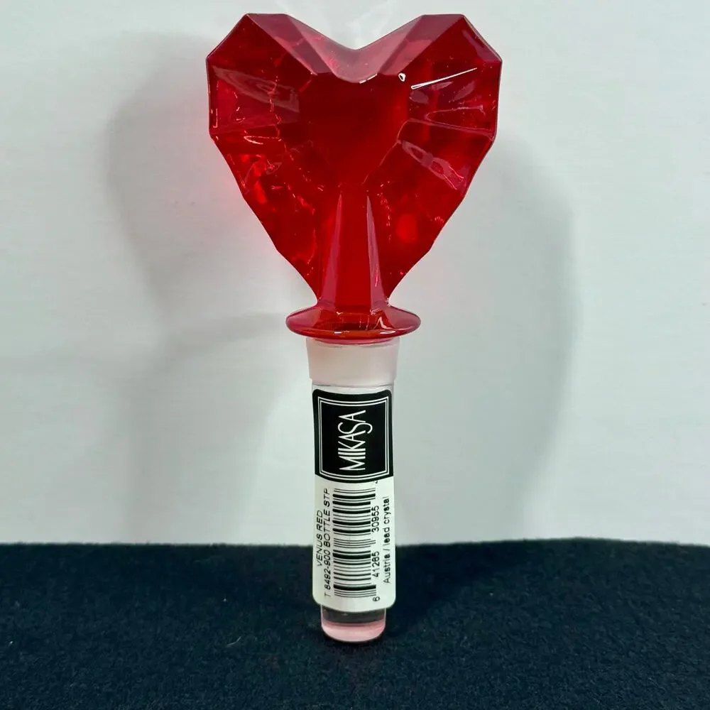 Mikasa Venus Red Crystal Heart Wine Bottle Stopper – New in‎ Box Valentine Gift